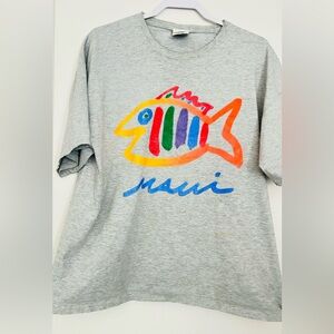 Vintage Maui Shirt Mens L Gray Short Sleeve SGT Leisure Fish Tee